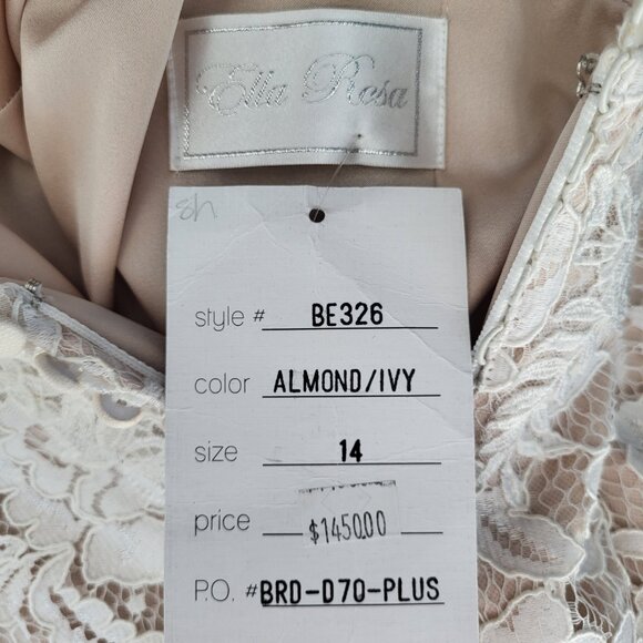 NWT~$1450~ELLA ROSA~10/12~IVORY NUDE FLORAL LACE FIT & FLARE WEDDING DRESS GOWN - Picture 15 of 16